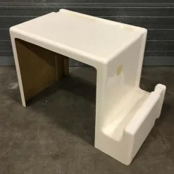 New Pamono Off-White Plastic Childrens Desk and Stool, 1970s, Set 2