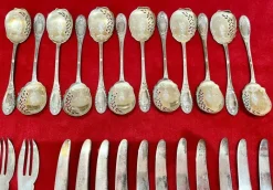 Pamono Olier and Caron Cutlery Set in Sterling Silver, Set of 183><noscript><img width=