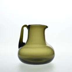 Pamono Olive Green Blown Glass Jug by Claude Morin, Dieulefit, 1976