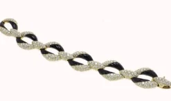 Pamono Onyx and Yellow Gold Link Bracelet with Diamonds> Bracelets