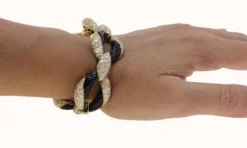 Pamono Onyx and Yellow Gold Link Bracelet with Diamonds><noscript><img width=