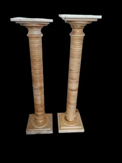 Pamono Onyx Columns Worked in Layers, 1920s, Set of 2> Pedestals And Columns