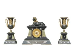 Pamono Onyx Fireplace Trim, Set of 3> Clocks