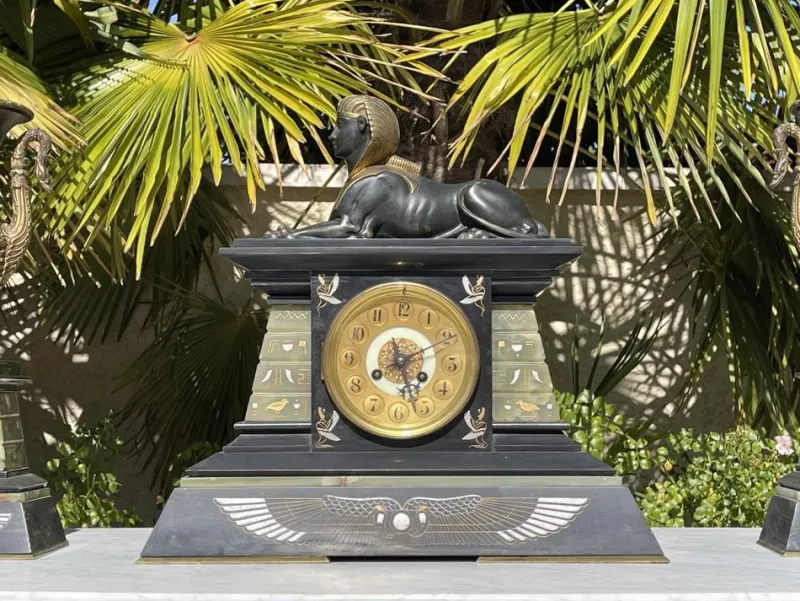 Pamono Onyx Fireplace Trim, Set of 3> Clocks