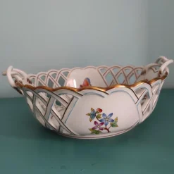 Outlet Pamono Openwork Basket from Herend, 1970s