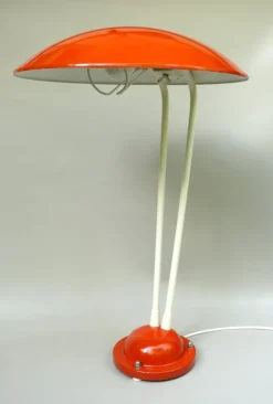 Pamono Orange and Light Beige Outdoor Mushroom Lamp from Bega, 1950s><noscript><img width=