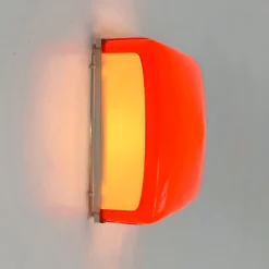 Pamono Orange Cnosso Wall Lamp by Angelo Mangiarotti for Artemide, 1960s><noscript><img width=