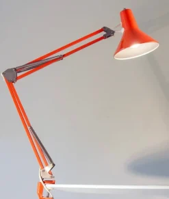 Clearance Pamono Orange Danish Architect's Clamp Lamp by HGF for Maxam, 1968