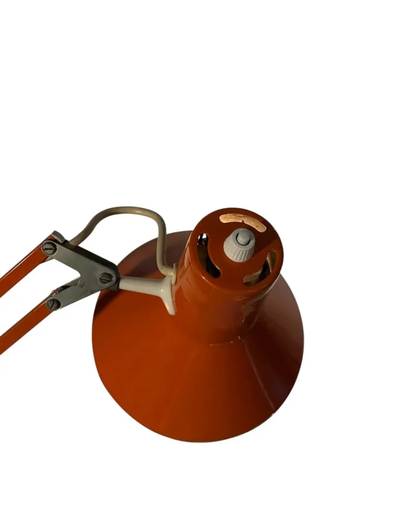 Clearance Pamono Orange Danish Architect's Clamp Lamp by HGF for Maxam, 1968