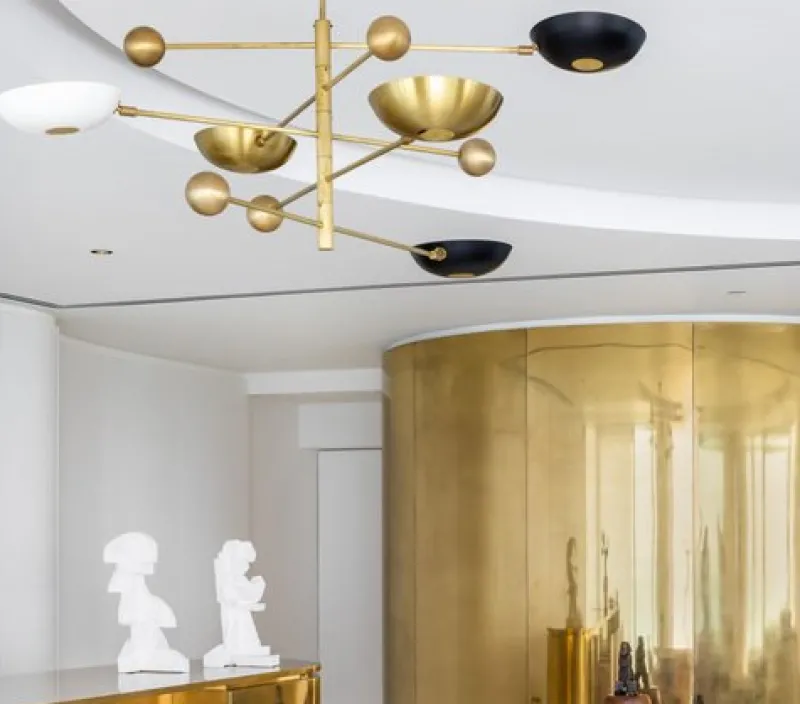Pamono Orbitale Brass Chandelier by Silvio Piattelli> Ceiling Lights