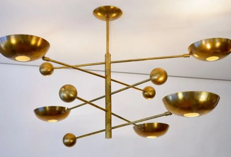 Pamono Orbitale Brass Chandelier by Silvio Piattelli> Ceiling Lights