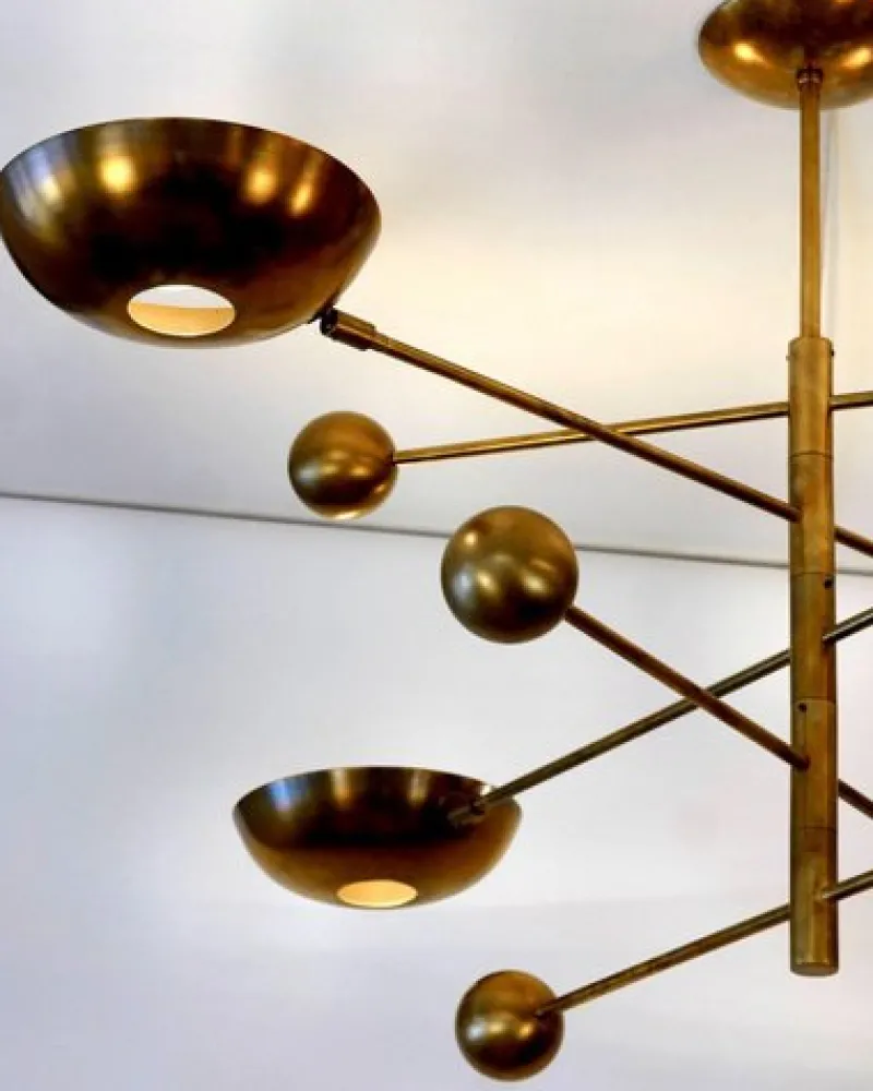 Pamono Orbitale Brass Chandelier by Silvio Piattelli> Ceiling Lights