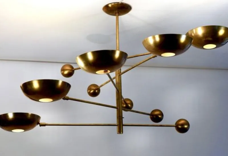 Pamono Orbitale Brass Chandelier by Silvio Piattelli> Ceiling Lights