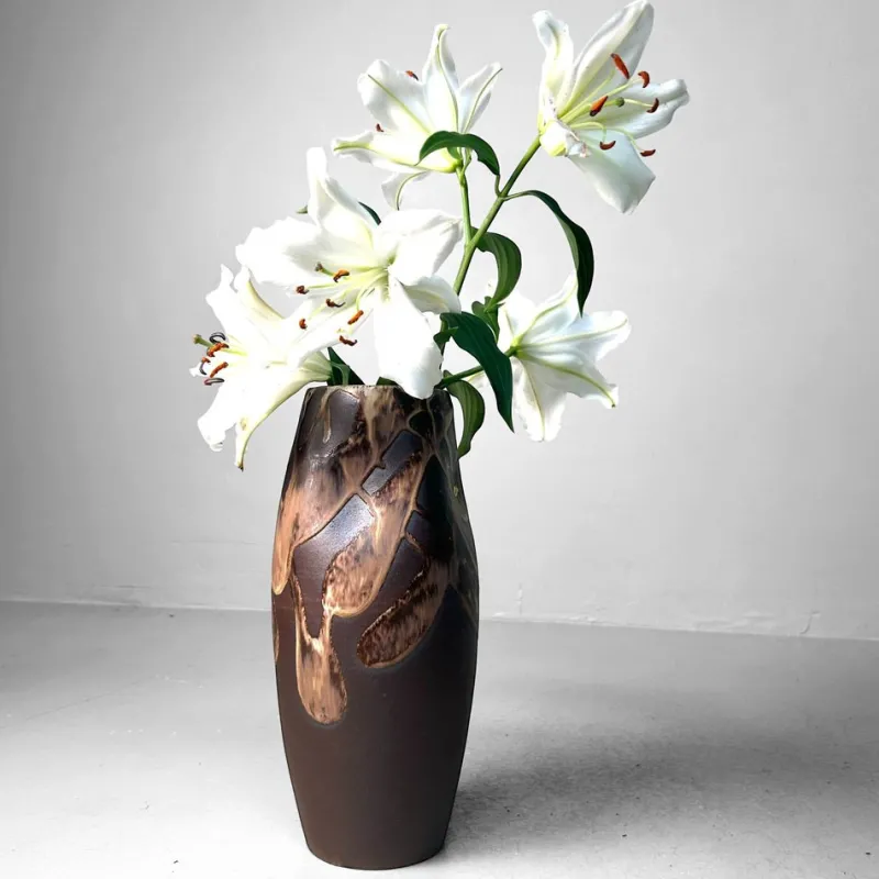 Pamono Organic Ikebana Vase with Abstract Glaze, 1970s> Vases