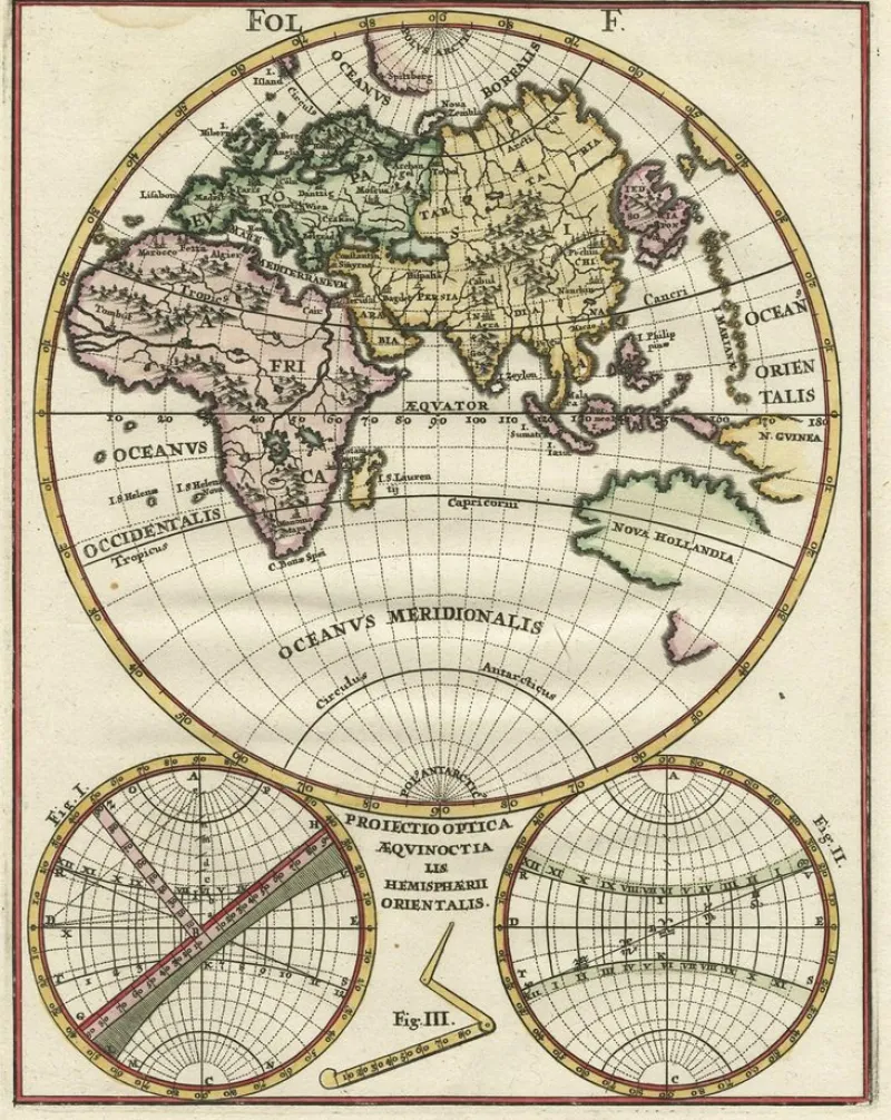 Pamono Original Antique Map of the Eastern Hemisphere, 1700> Wall Decor