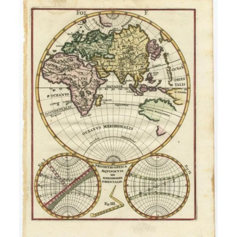Pamono Original Antique Map of the Eastern Hemisphere, 1700> Wall Decor