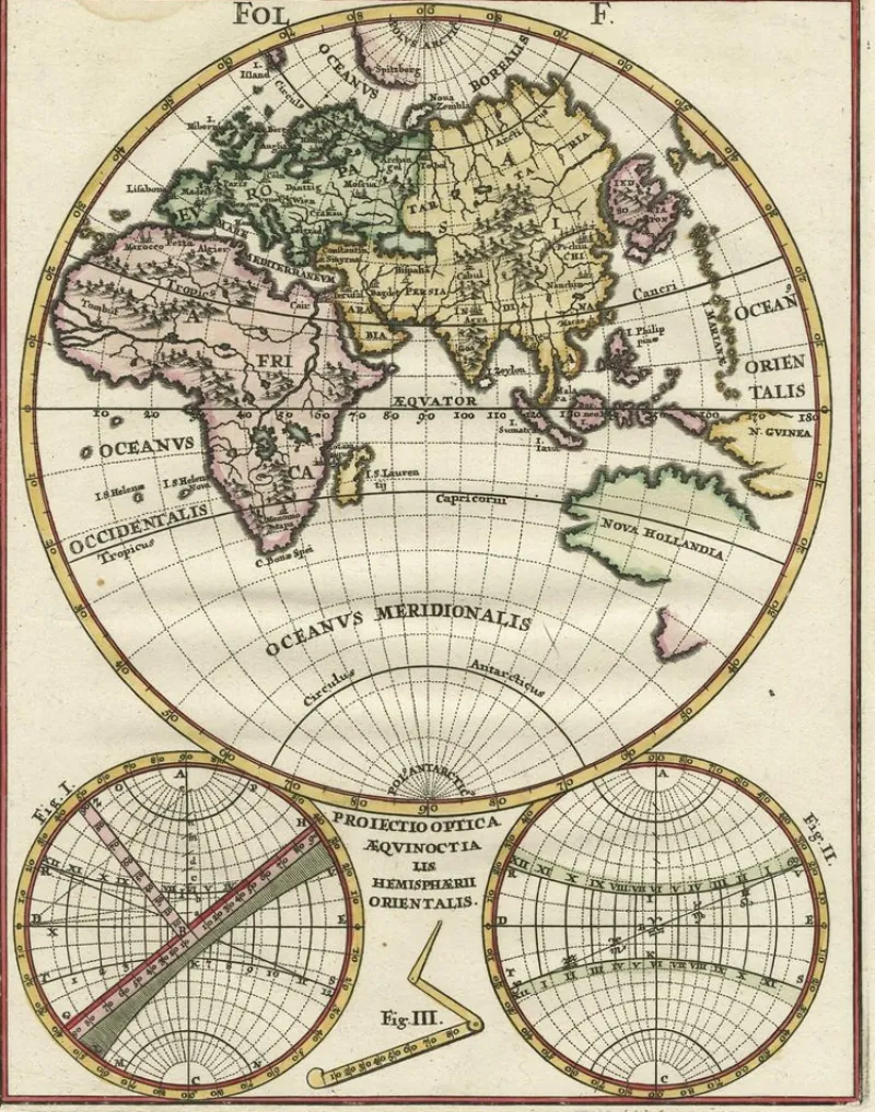 Pamono Original Antique Map of the Eastern Hemisphere, 1700> Wall Decor