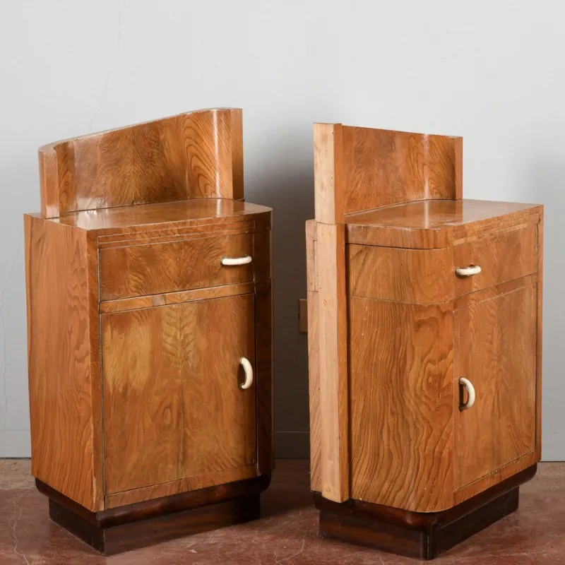 Pamono Original Art Deco Bedside Tables, Set of 2> Nightstands