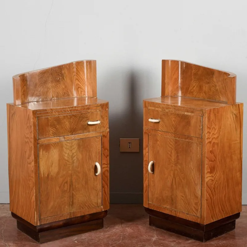 Pamono Original Art Deco Bedside Tables, Set of 2> Nightstands