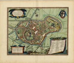 Pamono Original Bird's-Eye View Plan of Sint-Winoksbergen or Bergen in France, 1649> Wall Decor