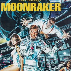 Pamono Original James Bond 007 Moonraker Film Poster Signed by Roger Moore, 1979><noscript><img width=