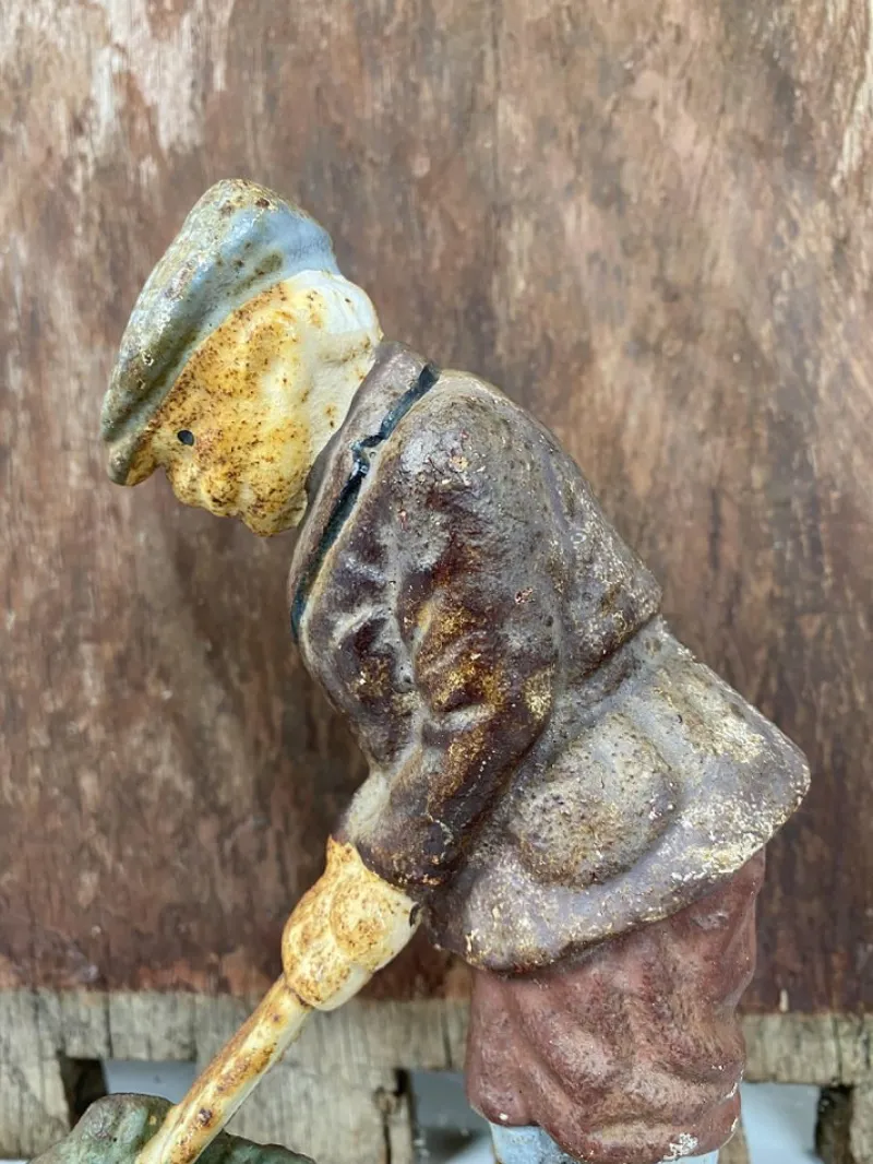 Hot Pamono Original Painted Door Stop of Golf Player in Cast Iron, 1940s