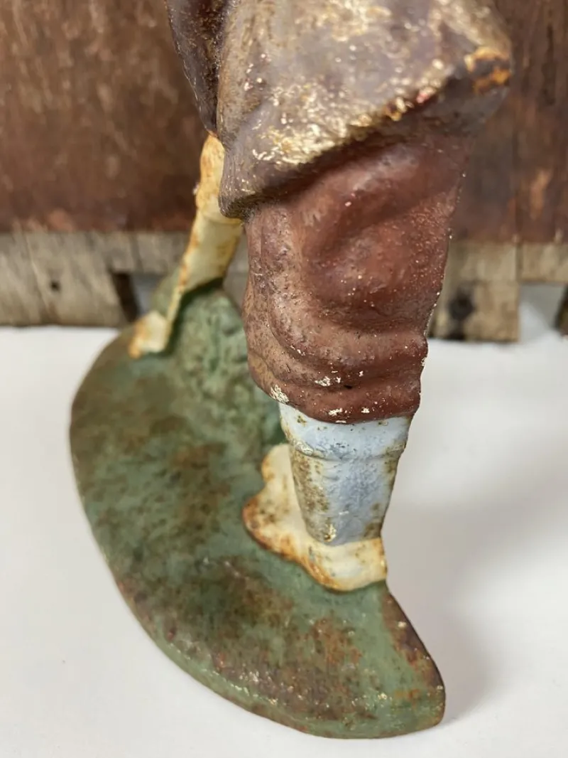 Hot Pamono Original Painted Door Stop of Golf Player in Cast Iron, 1940s