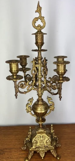 Pamono Ornate Brass Candleholders, Set of 2><noscript><img width=