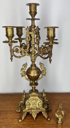 Pamono Ornate Brass Candleholders, Set of 2><noscript><img width=