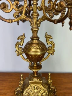 Pamono Ornate Brass Candleholders, Set of 2><noscript><img width=