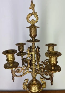 Pamono Ornate Brass Candleholders, Set of 2><noscript><img width=