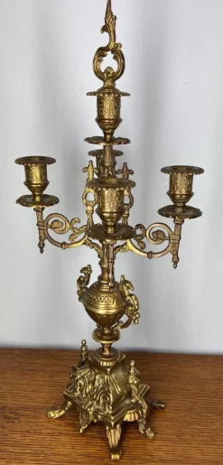 Pamono Ornate Brass Candleholders, Set of 2><noscript><img width=