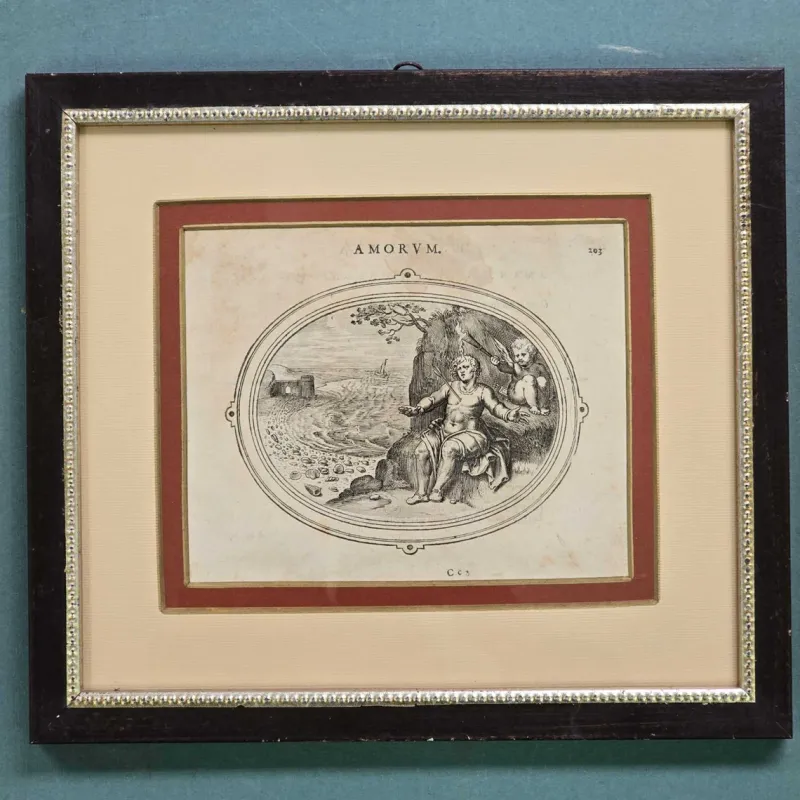 Sale Pamono Otto van Veen, Amorvm Emblemata, 1608, Engravings, Framed, Set of 2