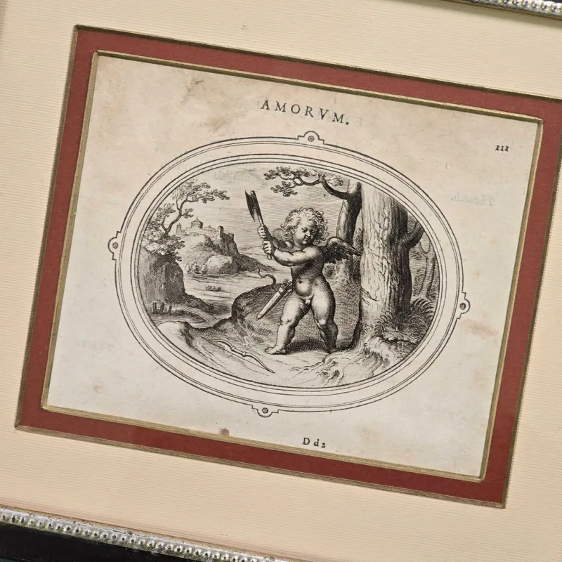 Sale Pamono Otto van Veen, Amorvm Emblemata, 1608, Engravings, Framed, Set of 2