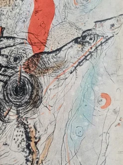 Pamono Otto Wols, Red Royal, Signed Engraving in Colors, 1963> Surrealist