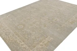Online Pamono Oushak Style Rug in Grey Beige and Gold Floral Pattern from R&K Principal Jahanshah Nazmiyal