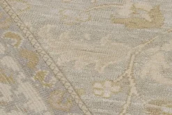 Online Pamono Oushak Style Rug in Grey Beige and Gold Floral Pattern from R&K Principal Jahanshah Nazmiyal