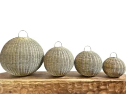 Hot Pamono Outdoor Faux Rattan Globe Lantern, 2010s