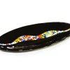 Hot Pamono Oval Cascata C20 Black Murano Glass Plate from Veve Glass