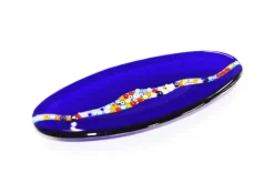 Pamono Oval Cascata C20 Cobalt Blue Murano Glass Plate by Birello for Vévé Glass
