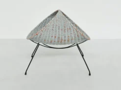 Pamono Oval Magazine Rack in Painted Woven Rattan by Campo e Graffi for Home Torino, Italy, 1956> Magazine Racks