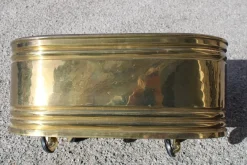 Pamono Oval Planter in Brass, Italy, 1970s><noscript><img width=