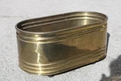 Pamono Oval Planter in Brass, Italy, 1970s><noscript><img width=