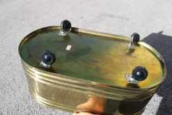 Pamono Oval Planter in Brass, Italy, 1970s><noscript><img width=