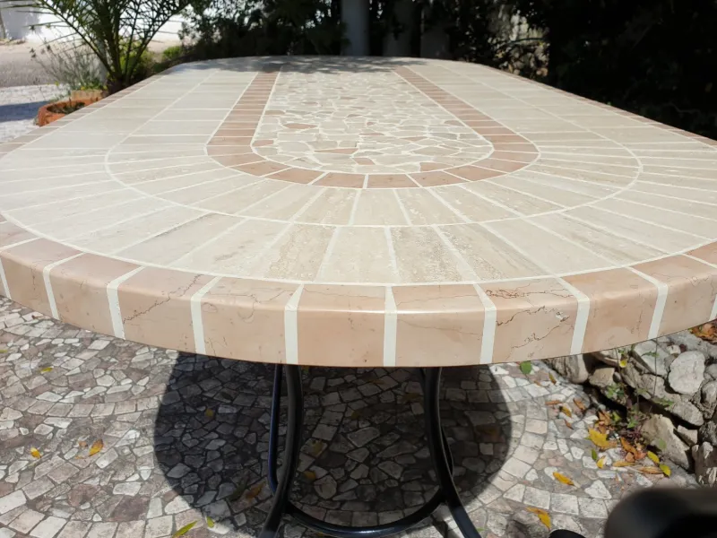 Outlet Pamono Oval Rubino Marble Mosaic Table from Egram