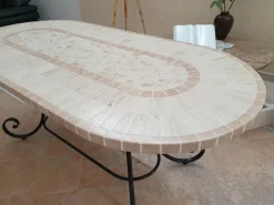 Outlet Pamono Oval Rubino Marble Mosaic Table from Egram