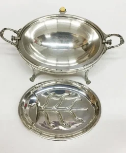 Pamono Oval Silver Plated Oyster Dish With Tilting Lid from Cooper Brothers Sheffield><noscript><img width=