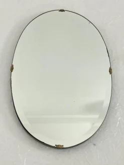 Pamono Oval Wall Mirror with Brass Shell Inserts in the style of Gio Ponti, 1960s> Mirrors