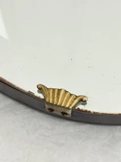 Pamono Oval Wall Mirror with Brass Shell Inserts in the style of Gio Ponti, 1960s><noscript><img width=