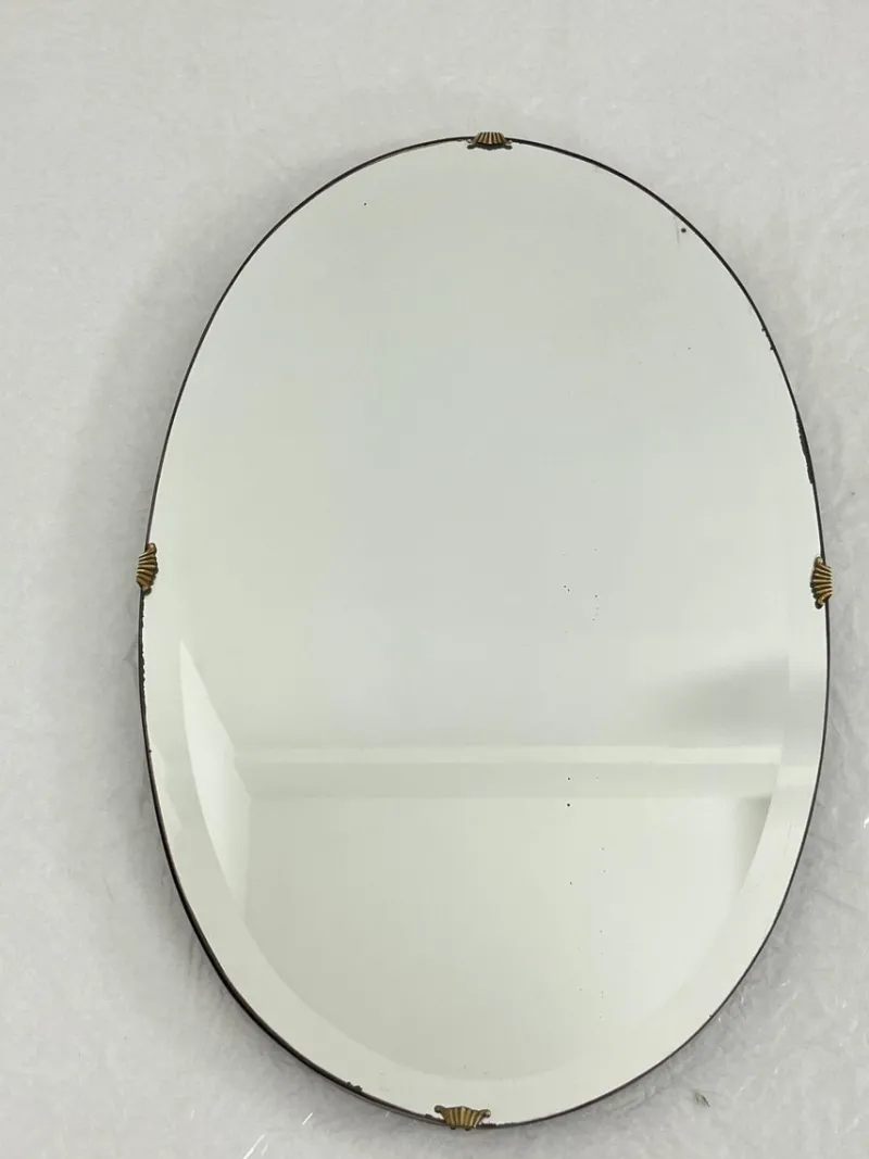 Pamono Oval Wall Mirror with Brass Shell Inserts in the style of Gio Ponti, 1960s> Mirrors
